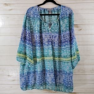 Catherines 4X Sheer Gathered Top